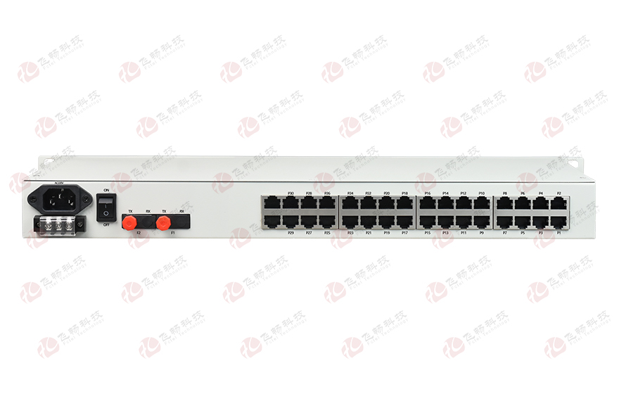 飛暢科技-32路電話+8E1+8FE物理隔離（1+1光備份，19英寸）電話光端機(jī)